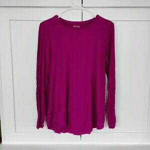 APT.9 Womens Long Sleeve Purple Tee Tunic Top Size M Rayon Spandex Juliet Orchid